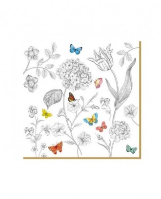 Servetele de masa, 33 x 33 cm, 20 buc, Fleurs & Papillons - SIMONA'S COOKSHOP
